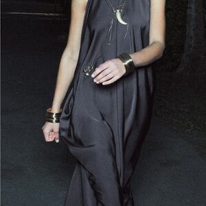 Zara Elegant Black Satin Effect Midi Dress. ZW collection.